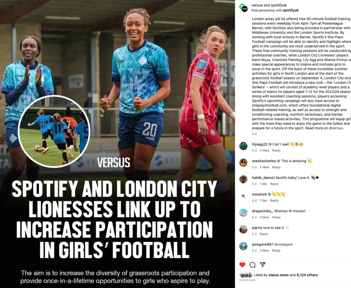 London City Lionesses campaign — Spotify × VERSUS